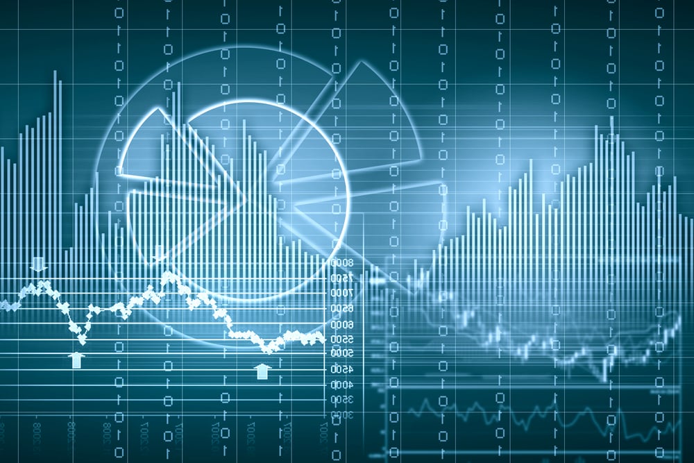 Business graph with arrow showing profits and gains Business graph with arrow showing profits and gains