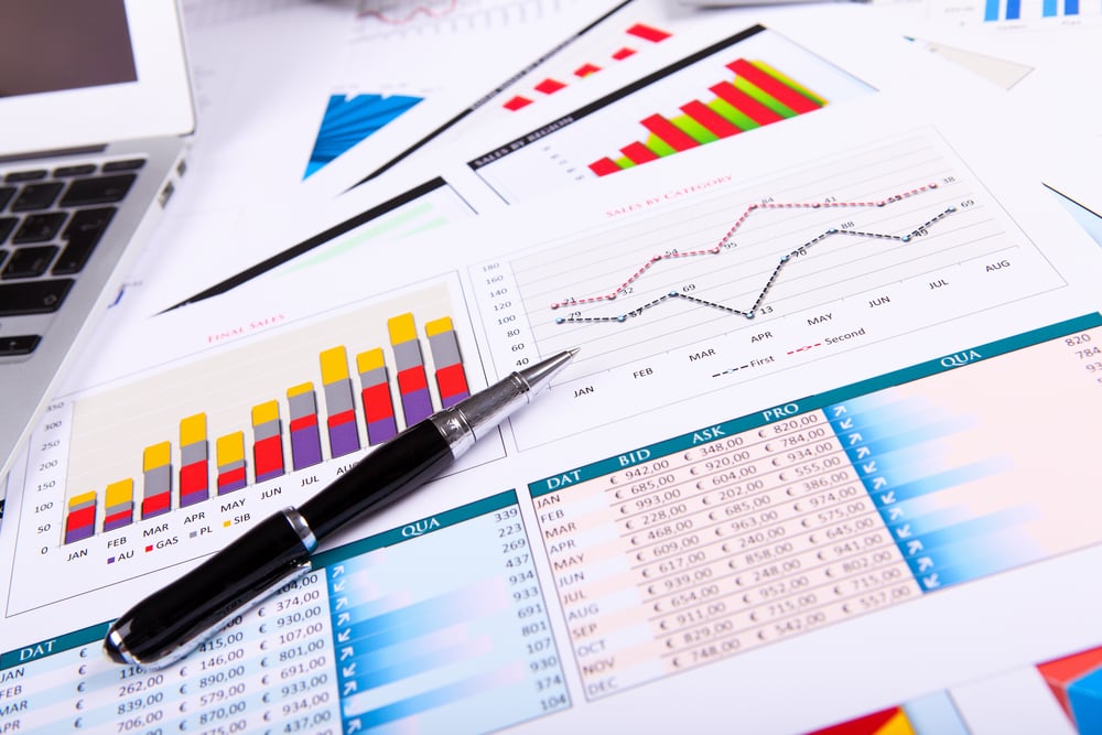 Financial paper charts and graphs on the table-1